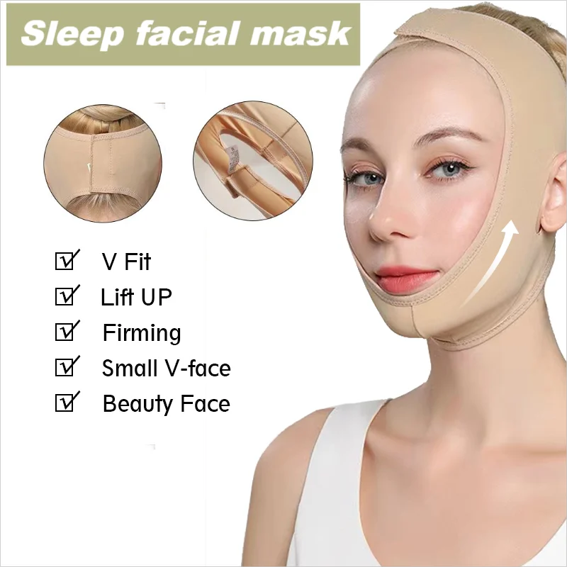 2pc Face Sculpting Sleep Band Face Slimming Bandage V Line Cheek Chin Neck Shaper Massage Strap Belt Relax Lift Up Mask Beauty