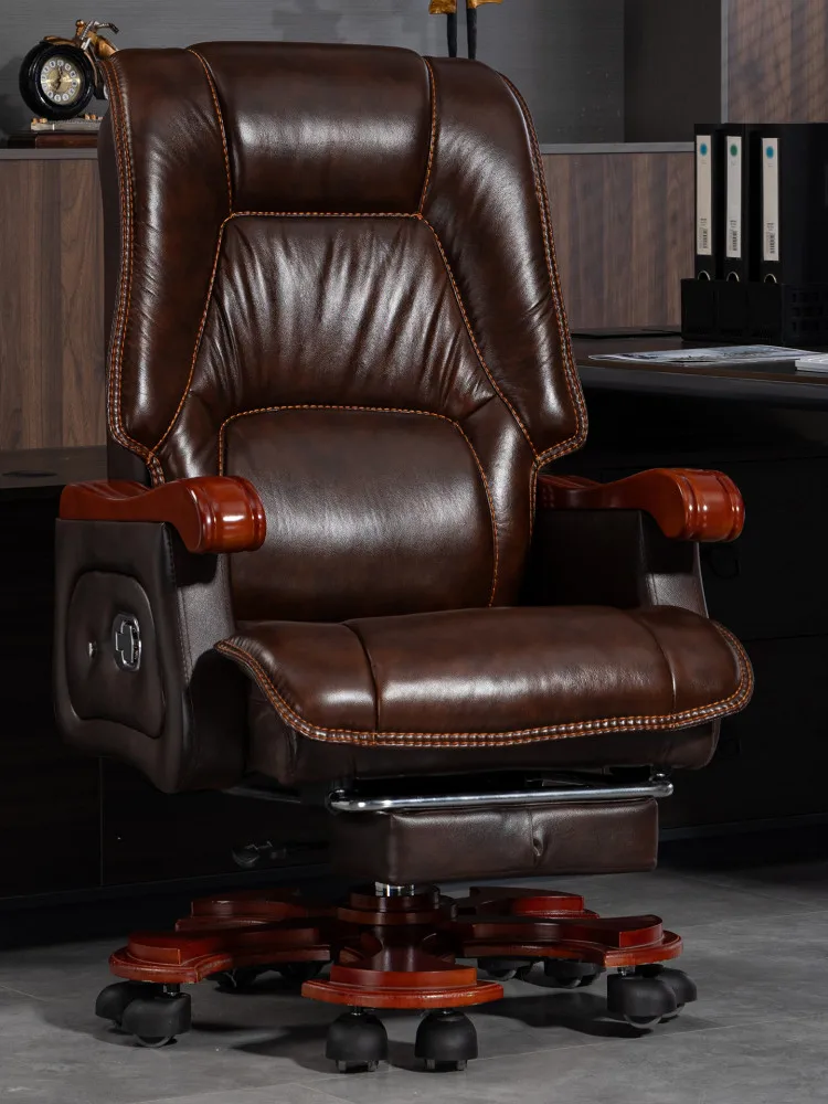 

Кожаное офисное кресло руководителя для дома и офиса с регулировкой высоты спинки