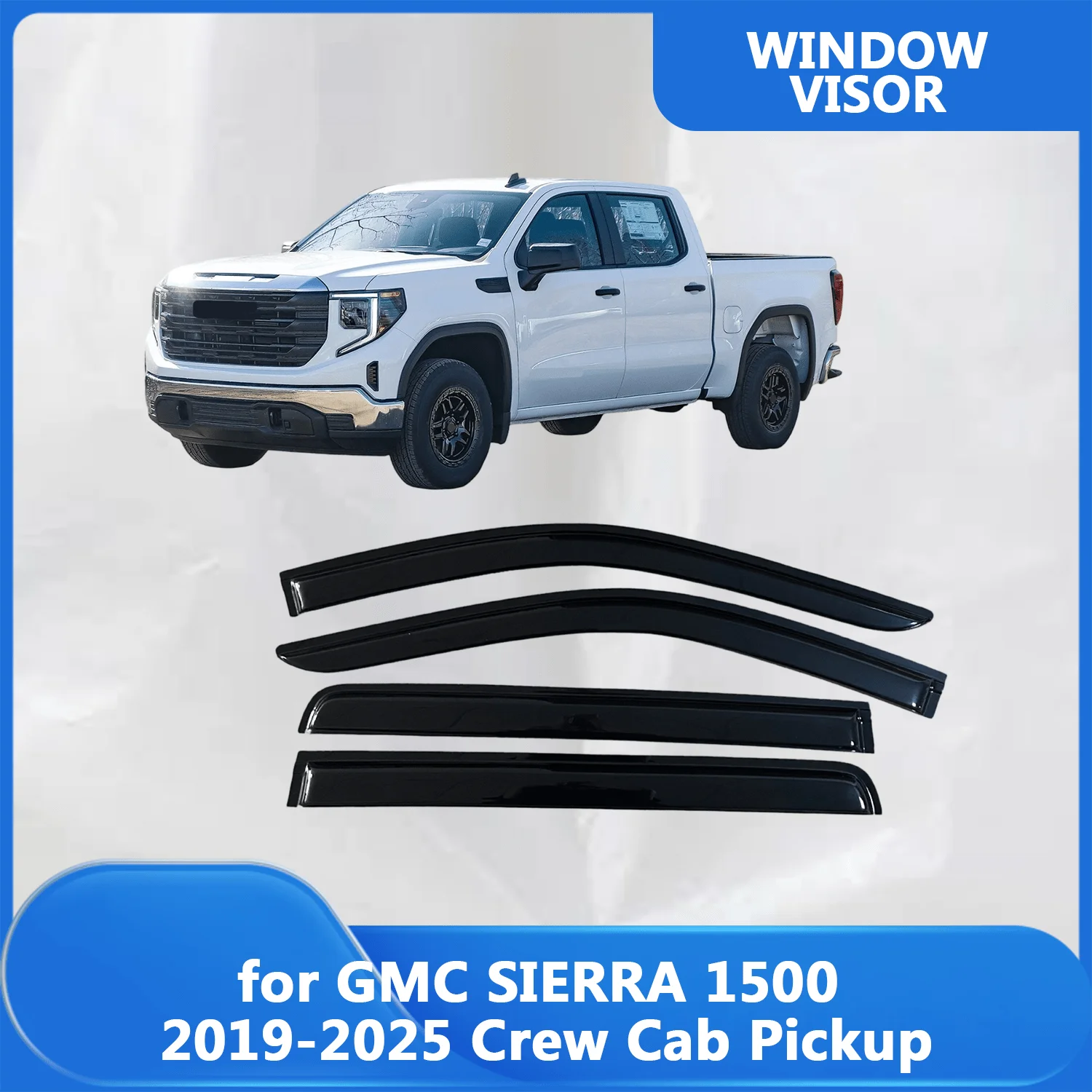 

Window Visor for GMC SIERRA 1500 2019 2020 2021 2022 2023 2024 2025 Crew Cab Pickup Wind Deflectors Rain Guards Door Visor Vent