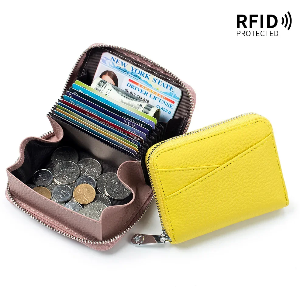 

Genuine Leather Card Wallet with Coin Purse Women's Wallet with Zipper Rfid Card Holder