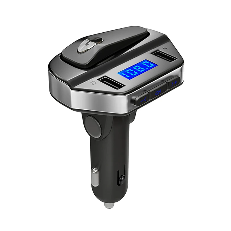 Bluetooth FM Transmitter In-ear Earphone Car MP3 Player FM Modulator Handsfree Dual USB 3.1A Quick Charger for iPhone X