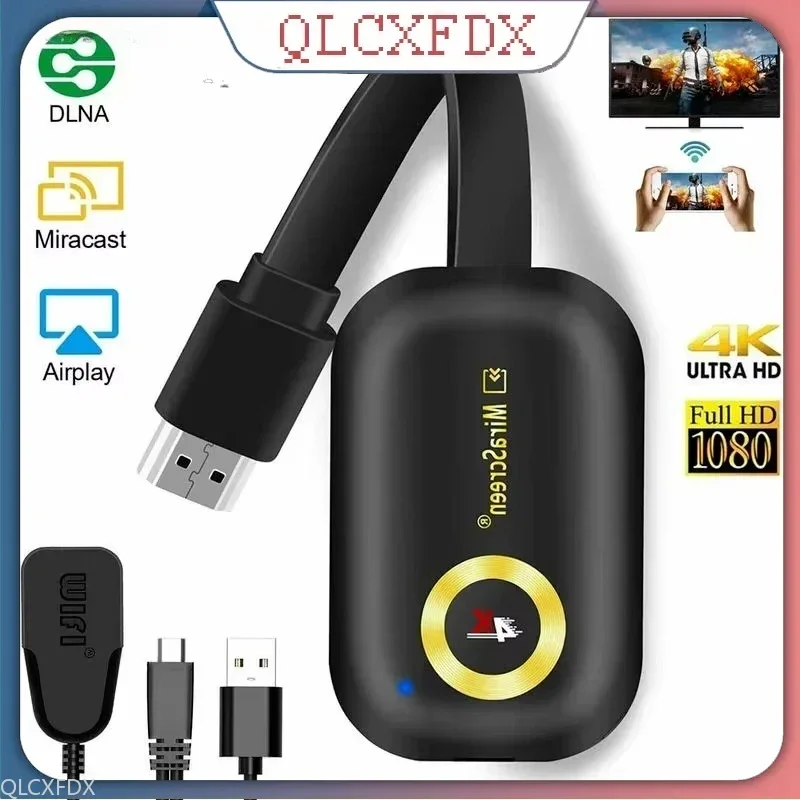 جهاز استقبال للتليفزيون متوافق مع HDMI عالي الدقة 4K/1080P Anycast Miracast MiraScreen DLNA Airplay WiFi جهاز استقبال للعرض دونغل يدعم Andriod