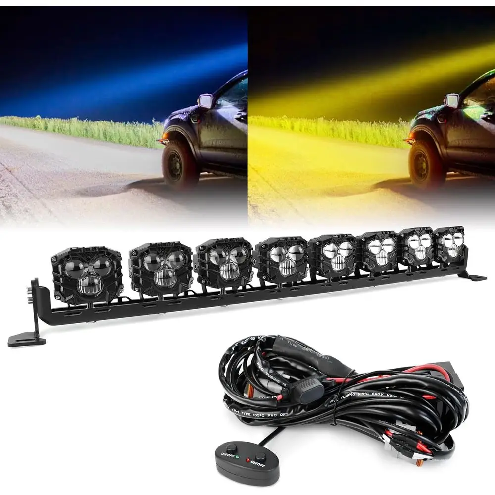 

32 Dual-Color Amber & White 240W LED Light Bar with High Intensity Spot Beam for Off-Road Vehicles & Equipment