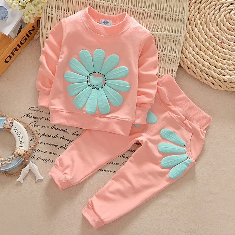 1-4T Infant Sweatshirt Pants Kit Newborn Baby Girl Boy Clothes Outfits Children Toddler Girl Cotton Long Sleeve T-shirt Pant