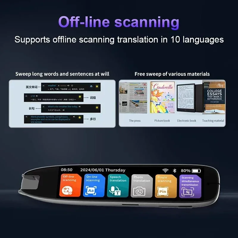 

WiFi/BT Offline Translation Pen 142 Language Translator Pen for Teacher Student Dictionary English Intelligent Scan Point Reader