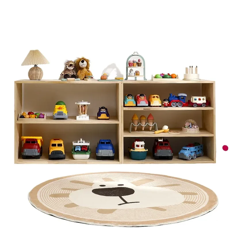 Solid Wood Montessori Storage Cabinet Kids Learning Shelf Kindergarten Toy Display Rack Eco Friendly Early Education