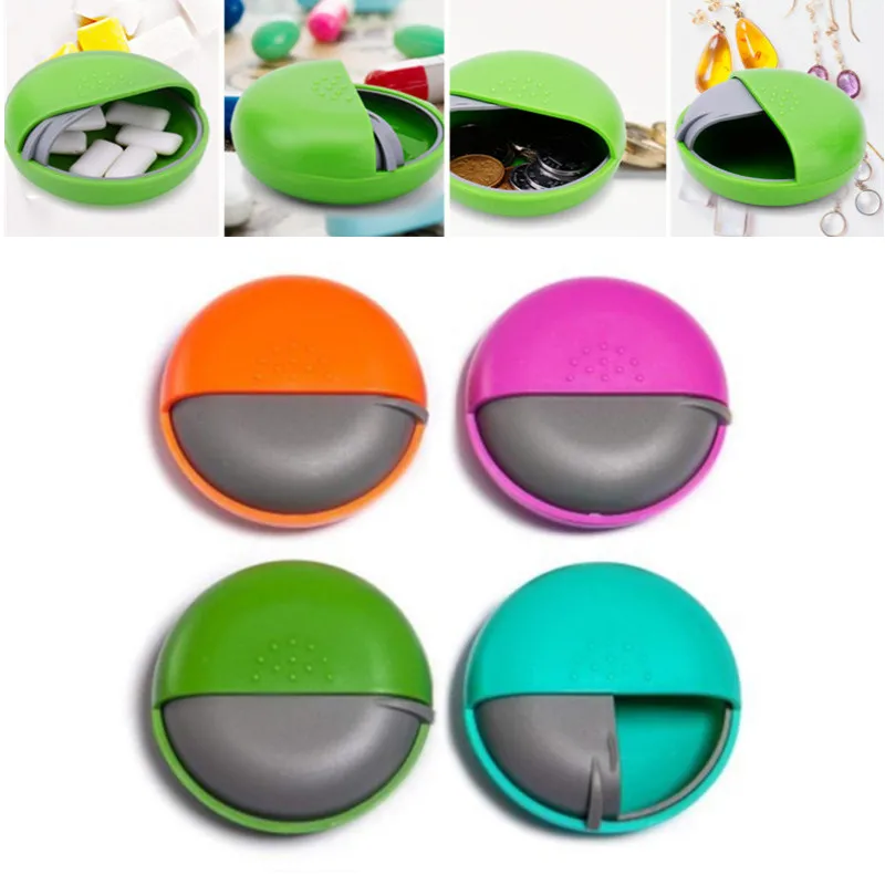 Round Pill Case Mini Rotatable Organizer Medicine Box Rotating Drugs Chewing Gum Container Coin Jewelry Storage