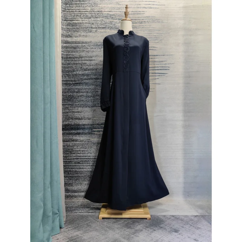 

HUISONG Elegant Plus Size Woman Trench Embroidered Modest Luxury Long Coat Trench Coat Spring and Autumn Slimming Coat o81s5t