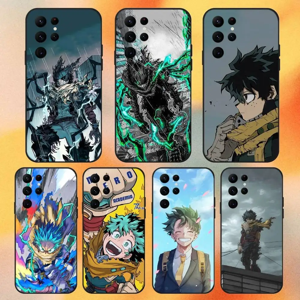 حافظة هاتف My Hero Academia Deku لهاتف سامسونج S 25,24,23,22,30,21,10,9,Ultra,Plus,Lite,FE,4,5G حافظة ناعمة سوداء