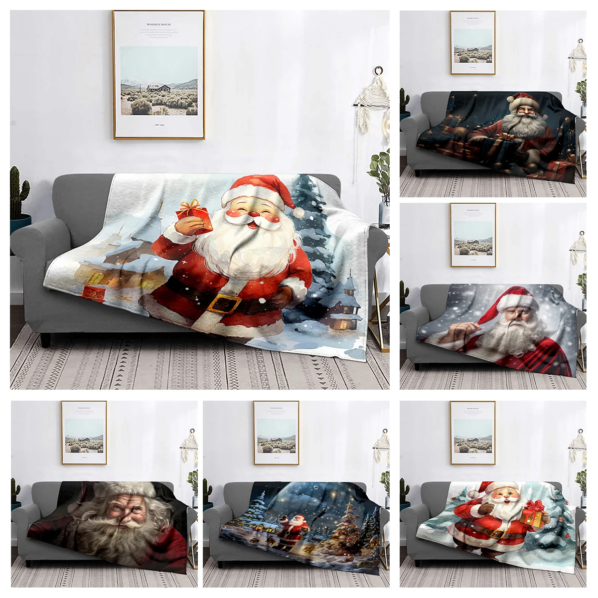 

Home decoration plush Throw Sofa blanket Bedspread bed fluffy soft blankets decor Plaid Modern morandi winter Merry Christmas