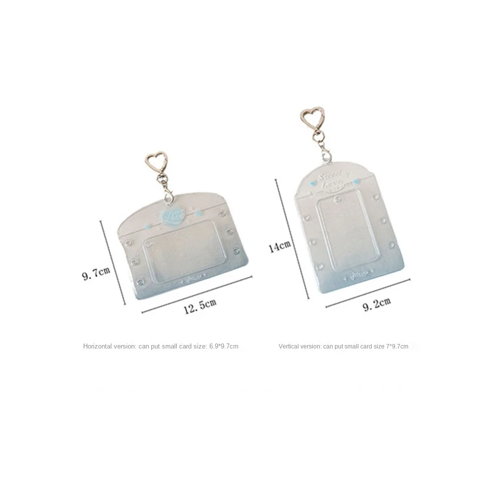 Nuevo soporte para tarjetas fotográficas con cinta de lazo dulce con llavero, funda para tarjetas fotográficas Kpop portátil, tarjeteros para tarjetas de identificación y autobús
