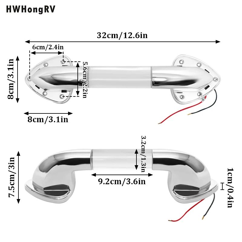 

HWHongRV White LED Assist Bar for RV Entry Door 12V 24V Motorhome Caravan Interior Accessory