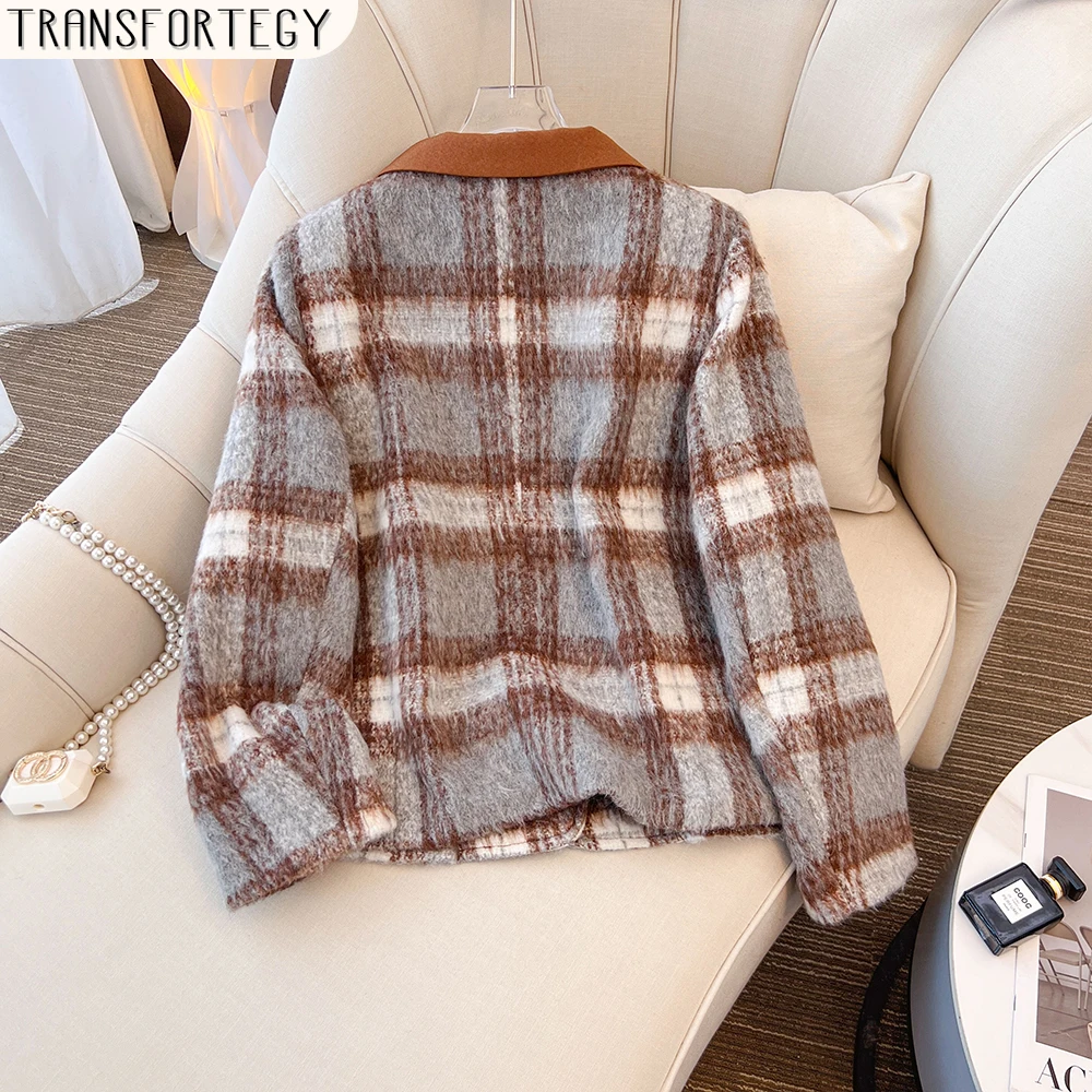 Plus size women's winter casual coat loose comfortable thick thermal top 2024 new women's clothing commuter woolen coat large