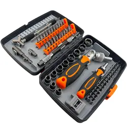 Magnetic Ratchet Screwdriver Set 68 in 1 Steel Precision Bits set Socket Set Screw Driver Det Kit with Rotatable Ratchet Handles