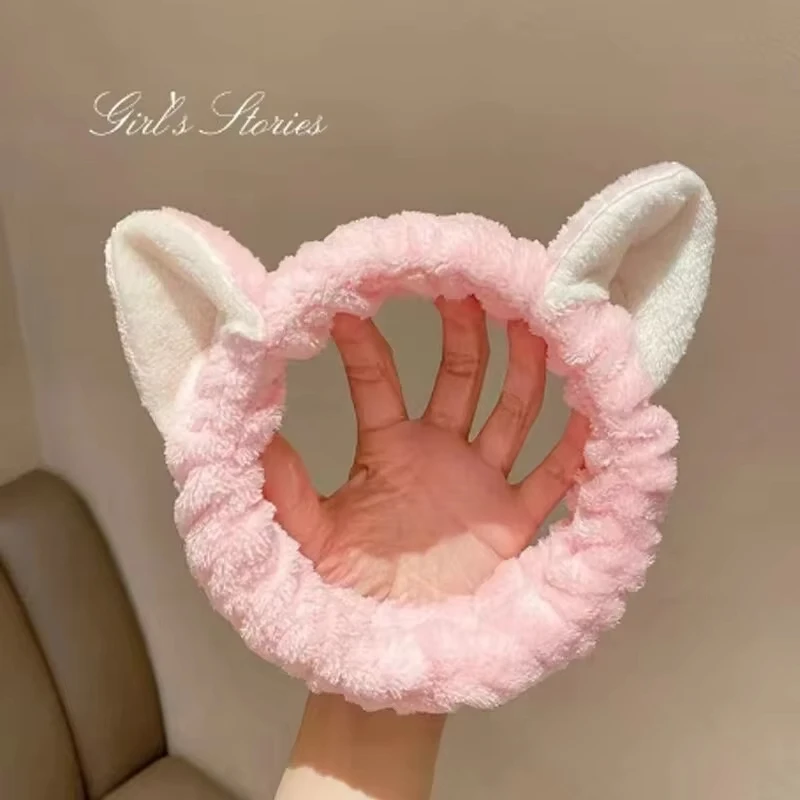 Cute Coral Fleece Cat Ear Headband - Soft & Comfortable, Perfect For Face Washing & Makeup, Fashionable Accessory For Women