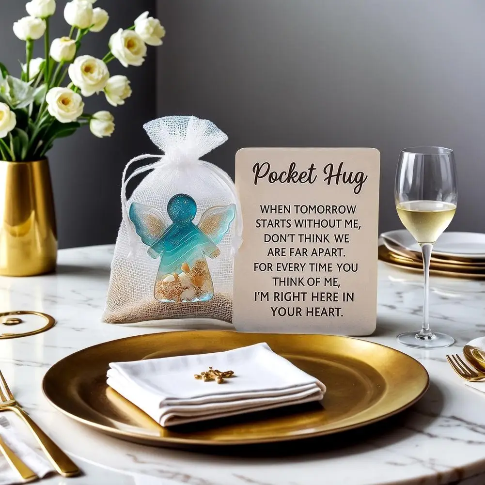 1-3Pcs New With Card Angel Pocket Hug Gifts  Sentimental Encouragement Mini Resin Angel Hug Card Cute Pocket Hug Birthday Gift
