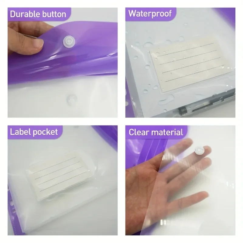 18 Pack A4 Binder Organizer Pouches with Expandable Snap Closure & Label Pocket Durable Plastic File Folders School Home Office