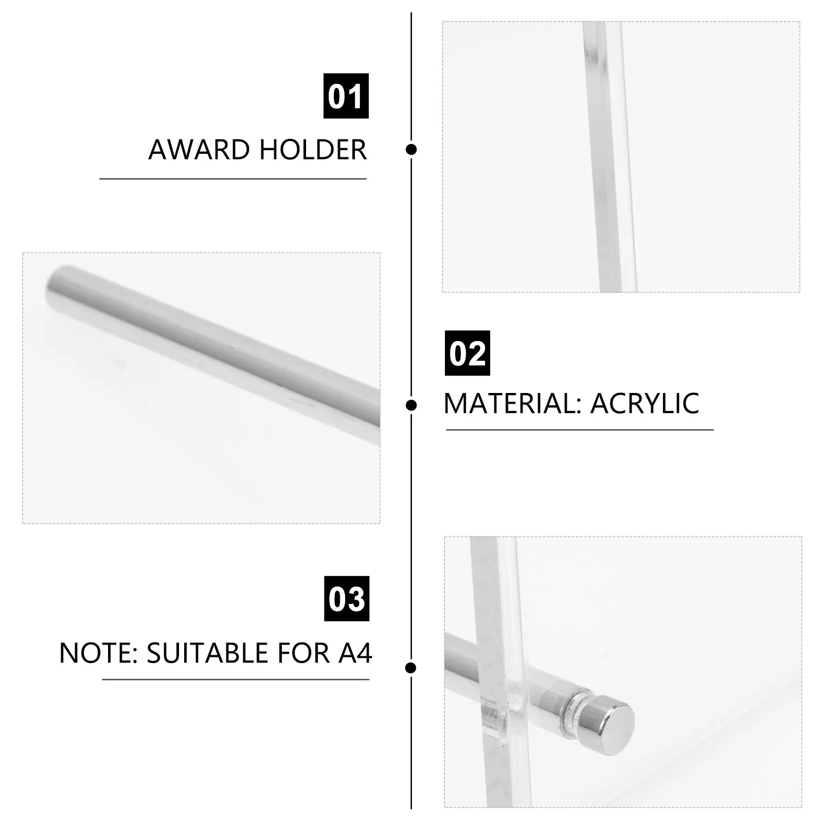 

1 Set Durable Acrylic Photo Frame Desktop Holder Picture Frame Decor Certificate Display