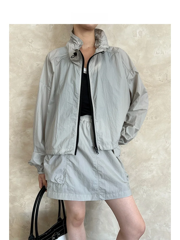 

Женская повседневная легкая куртка ARETE AK с защитой от солнца, свободного кроя, с эффектом похудения, весенняя модная верхняя одежда из нейлона с длинными рукавами