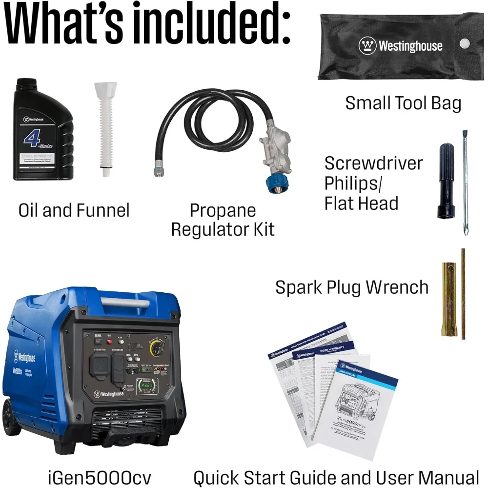 Outdoor Power Equipment 5000 Peak Watt Super Quiet Portable Inverter Generator, Wheel & Handle Kit,