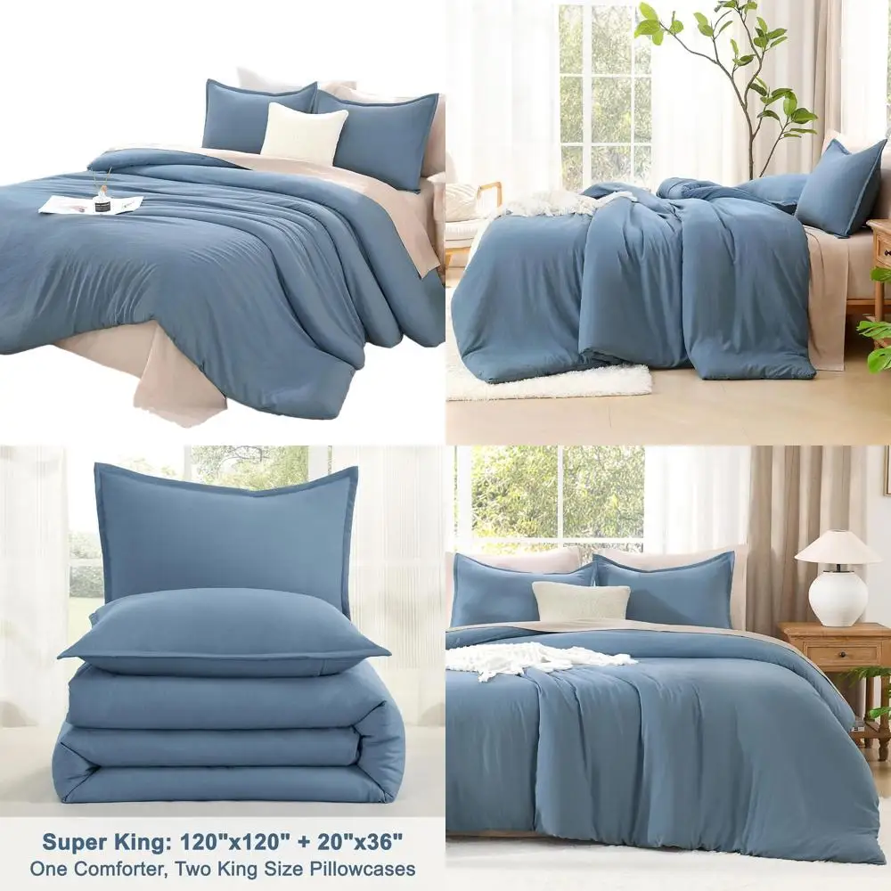 

Серовато-синий комплект одеял большого размера King, легкое всесезонное постельное белье из трех предметов, одеяло 120x120 с 2 наволочками