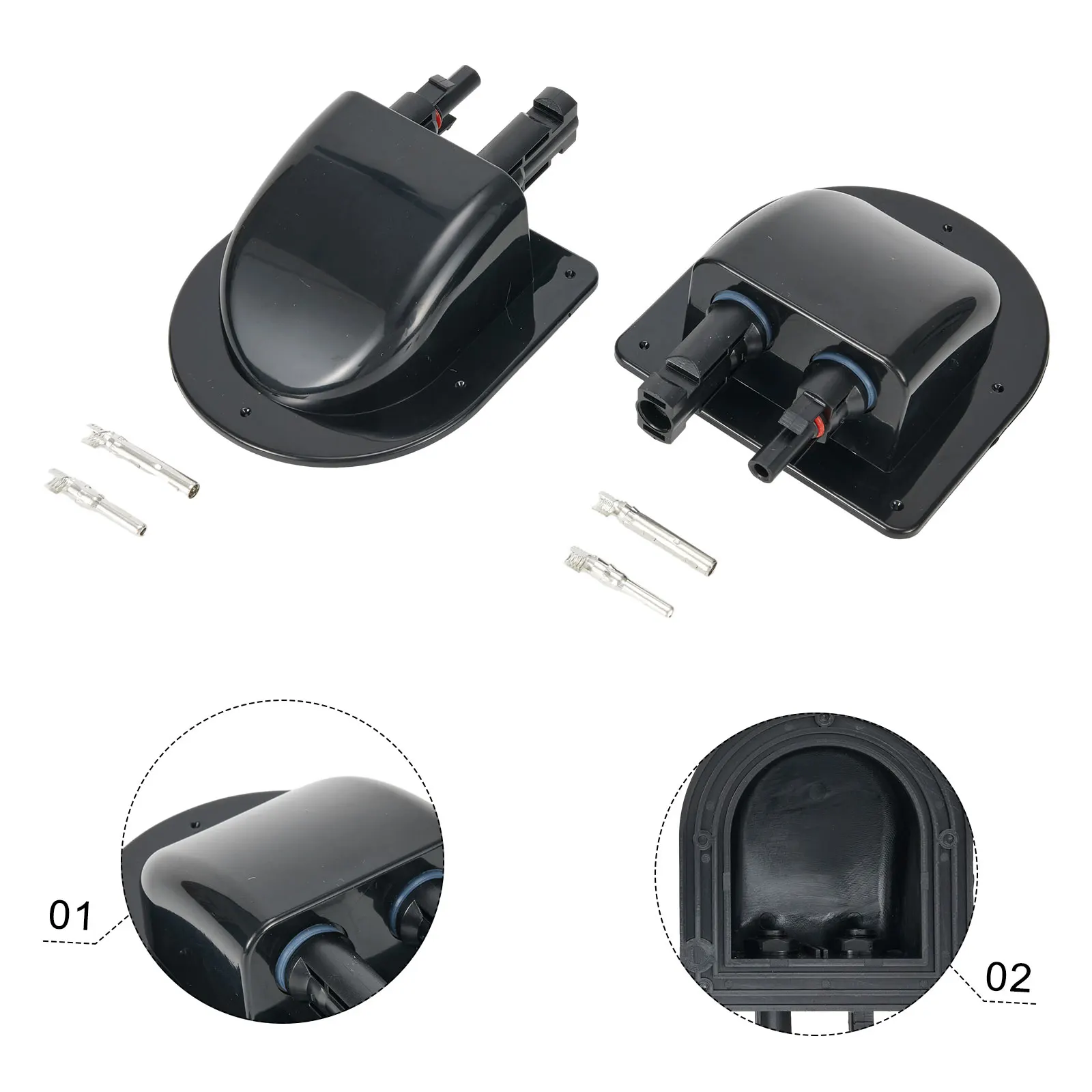 Solar Cable Gland Solar Connection Box RV Safety Solar Waterproof ABS Black Box Cable Cells Connections Housing