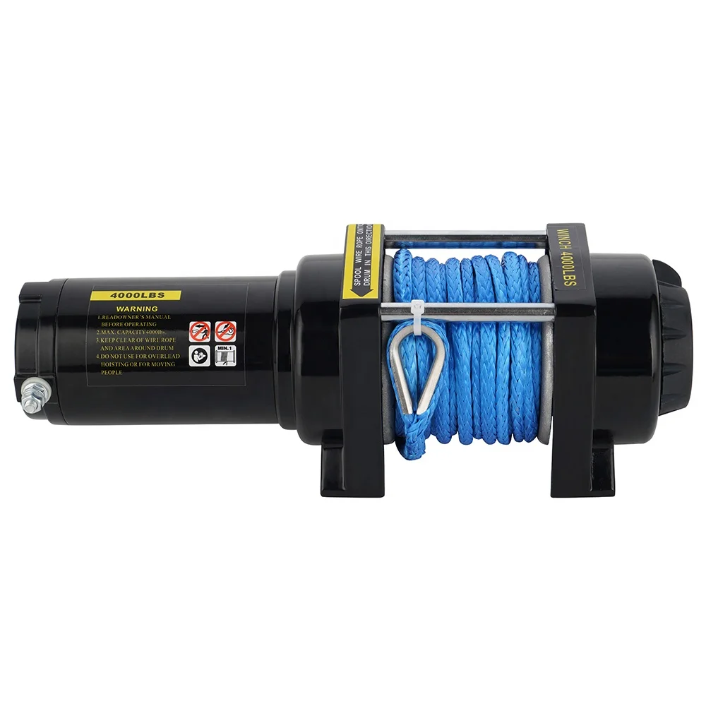 Cabrestante eléctrico con cuerda sintética, 12v, 4000 libras