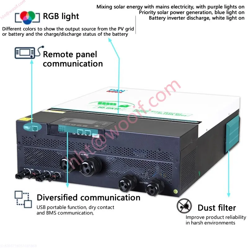 Inversor Solar de 10,6 kW, controlador MPPT Solar de 48V a 220V, máquina todo en uno de Control inverso de 150A