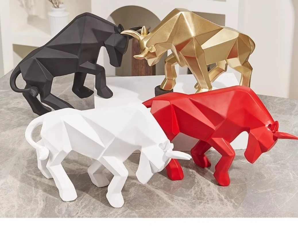 

Modern Minimalist Resin Wall Street Bull Statue Buffalo Sculpture Decoration Abstract Room Desk Home Study Decoration Gift