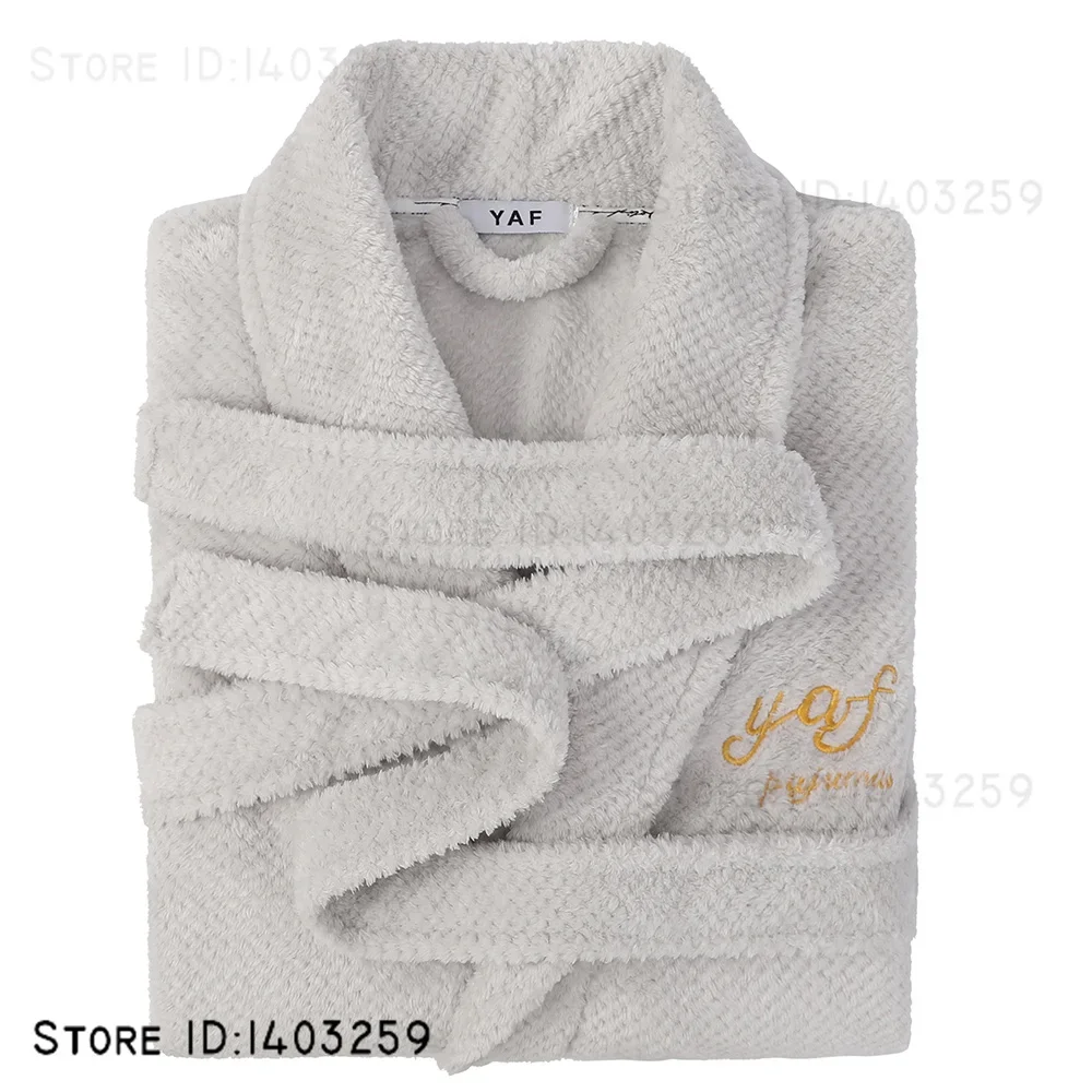 Ropa de dormir de franela para parejas, albornoz absorbente, Kimono Gow, bata gruesa y cálida para otoño e invierno, ropa para el hogar, ropa de descanso de lana Coral