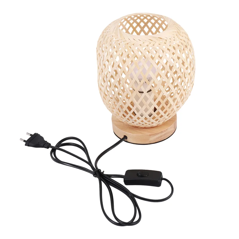 

AEE4-Бамбуковая настольная лампа из ротанга в японском стиле, прикроватная лампа, настольная лампа для спальни, украшение своими руками