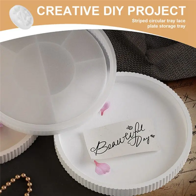 J1UL1N Silicone Tray Mold Round DIY Resin Round Tray Mold Flexible Silicone Molds For Jewelry Dish Box Tray