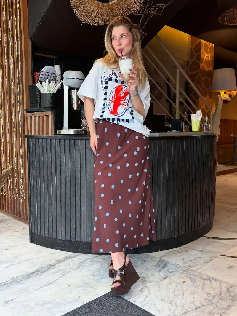 Retro American Summer Ocean Style Lobster Print Spicy Girl Loose Pure Cotton Short Sleeve T-Shirt Women's Trendy round Neck Top