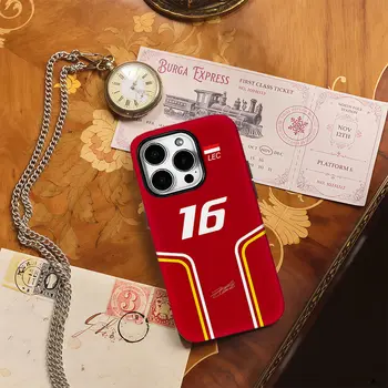 Pouzdro na telefon F1 C-Charles L-Leclerc pro iPhone 16 15 14 13 12 11 X XS XR XSMAX 7 8 Pro Max Plus Dvouvrstvý zadní kryt 12 nejlepší prodej Kryt Formule 1 pro iPhone X - №9