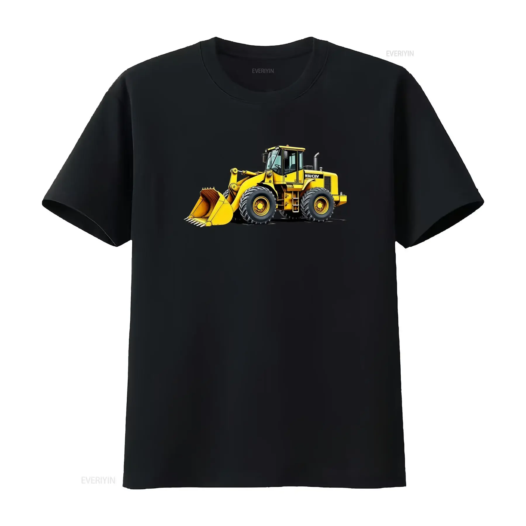 Camiseta Casual de Cuello Redondo para Hombre con Estampado Vehículo Construcción Amarillo Corte Regular Ropa Verano vintage