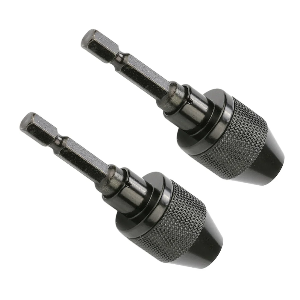 Uchwyt bezkluczykowy 2 szt. 0,3-6,5 mm, adapter do bitów ze stopu aluminium do wiertarki udarowej, do użytku z wiertarką, bez bitów, części narzędziowe