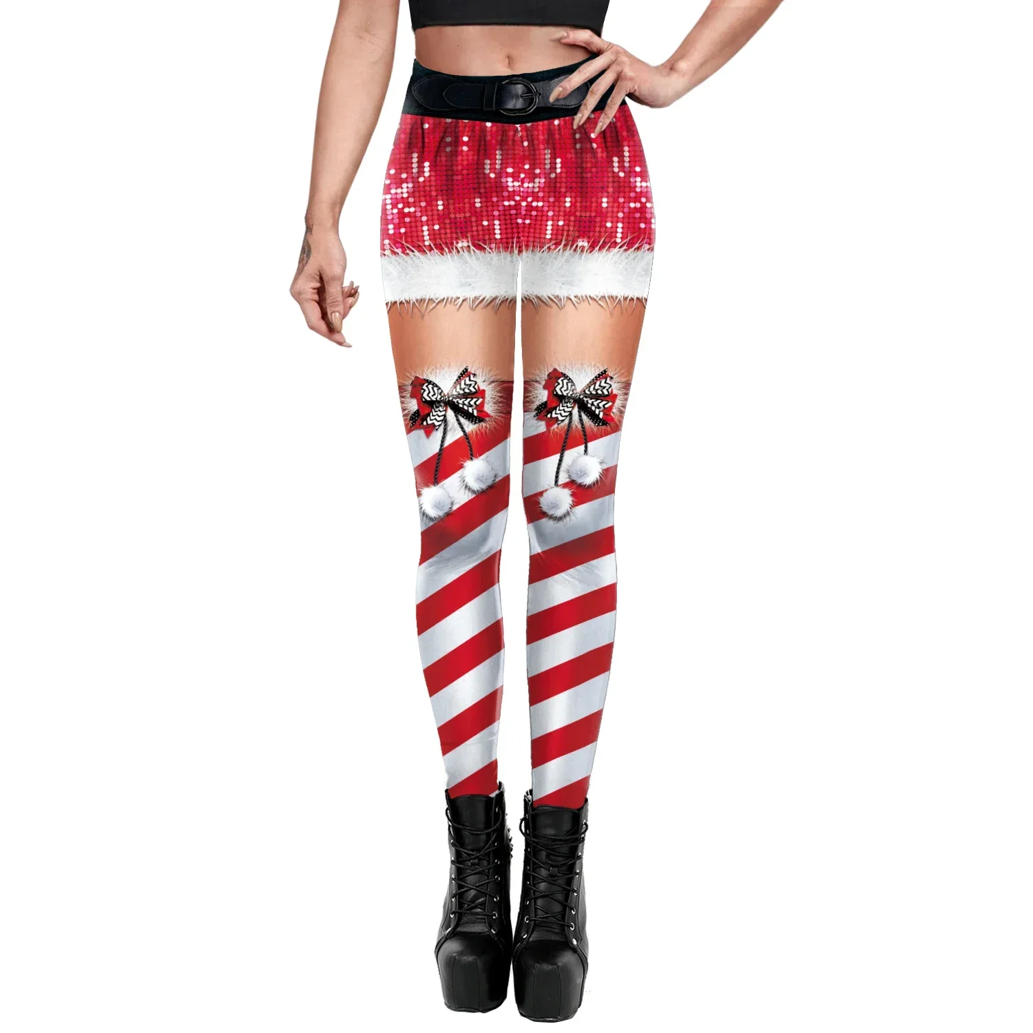 Elf Leggings Christmas Pants Santa Claus Cosplay Costume Xmas Women Leggings Sexy Tights Gym Trousers Mujer Party Pants