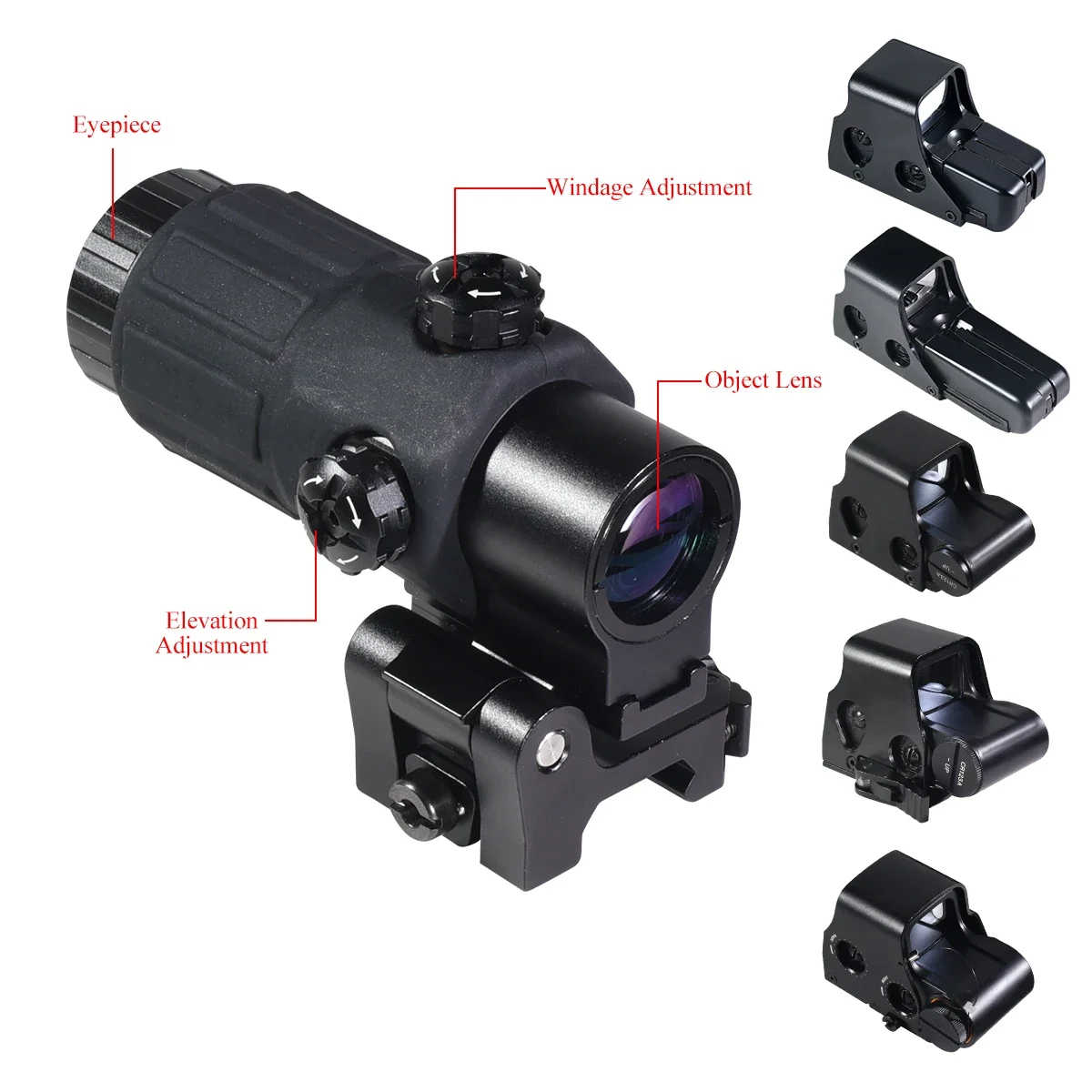 E*t*ch 558 553 G33 Red Green Dot Sight Holographic Flip 3X Magnifier Optics Reflex Sights Scope Collimator Hunting Accessories