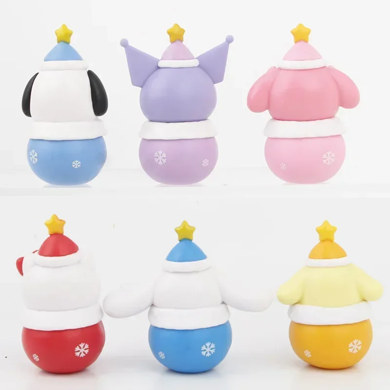 Caja ciega Sanrio de 6 piezas, Serie de campanas de agua de invierno, figura sorpresa de moda, adorno de campana, colgante, decoración, regalo de vacaciones de Navidad