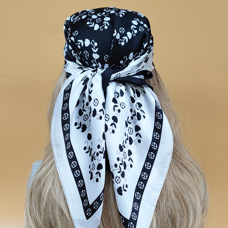 

Popular Sunscreen Beach Kerchief Women The Four Seasons Scarves Luxury Design 70X70CM Silk Hijab 2023 New Style Square Headscarf