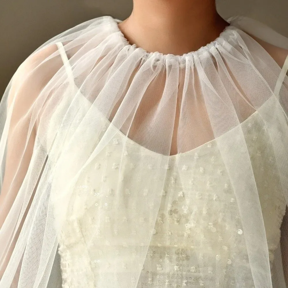 

Elegant Puff Sleeve Long Puff Sleeve Blouse Lightweight Detachable Ruffled Blouse Solid False Collar Wedding