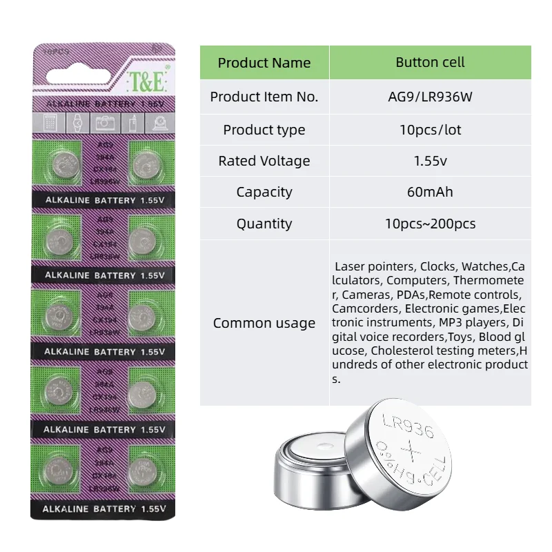 

AG9 LR936 Watch Battery Electronic Watch Button Electronic 1.5V Zinc-manganese Battery SR936SW SR936 D394 625 394 GP394 394