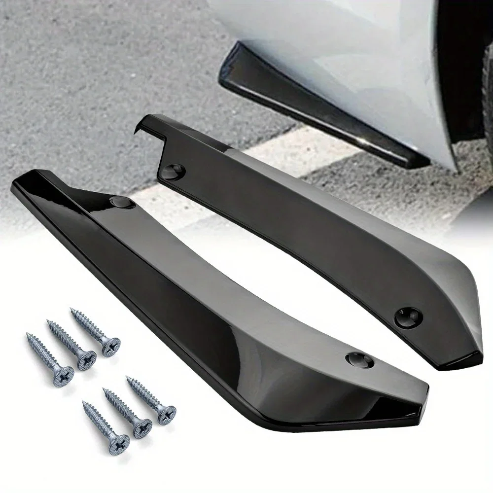 2Pcs Carbon Fiber Rear Bumper Splitter Universal Car Rear Lip Diffuser Spoiler Anti-Scratch Protector Wrap Angle Splitters
