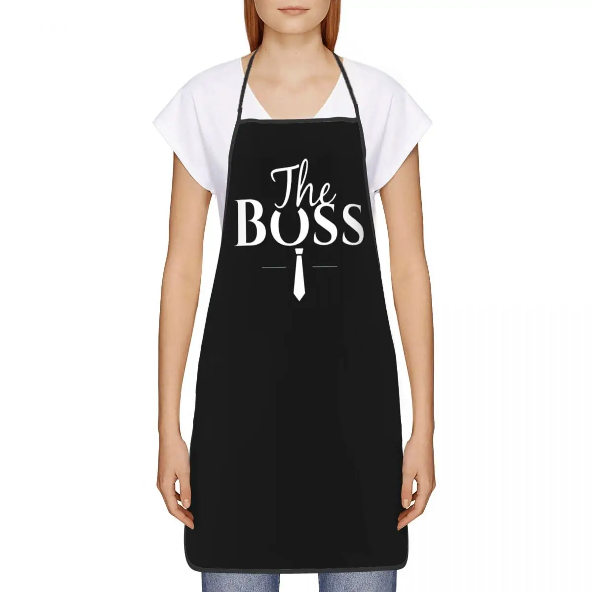 Unisex Couple The Boss The Real Boss Bib Apron Adult Women Men Chef Tablier Cuisine for Cooking Kitchen Baking