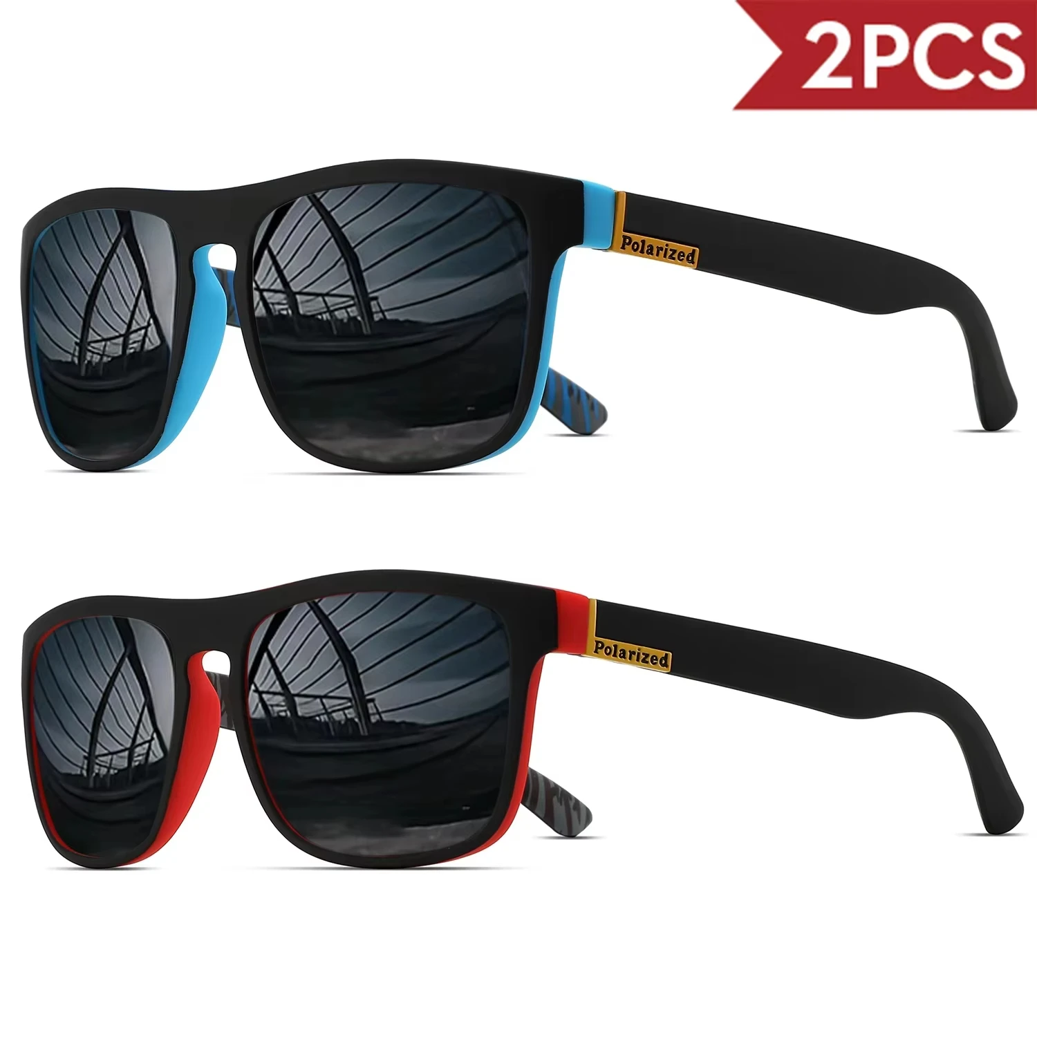 1/2/3/4 Stück Herren Klassische Quadratische Polarisierte Sportsonnenbrille Leichter PC-Rahmen UV400 Unisex Langlebig für Fahren Angeln Radfahren