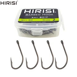 Hirisi 50pcs Carp Fishing Coating High Carbon Stainless Steel Barbed Hooks 8017 Fishing Accessories