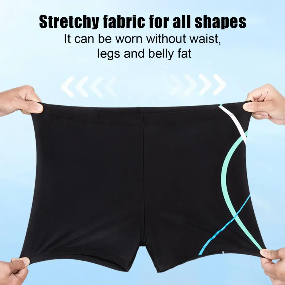 

Men Swimwear Quick Dry Men's Swimming Shorts with Elastic Waist Slim Fit Printed Color Matching Bathing Boxers for Surfing Water