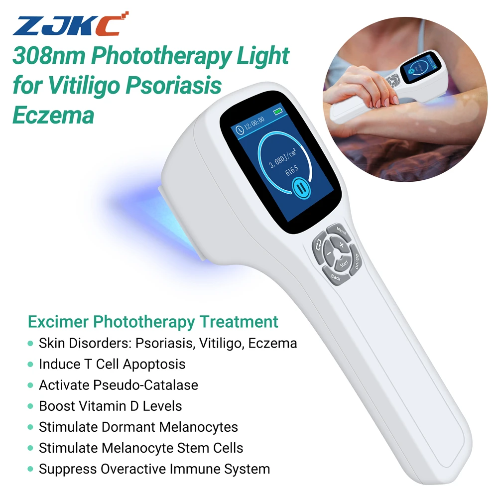 ZJKC Handheld 308nm Excimer Phototherapy Device UV Therapy for Vitiligo Eczema Psoriasis Allergic and Pigmentary Skin Disease