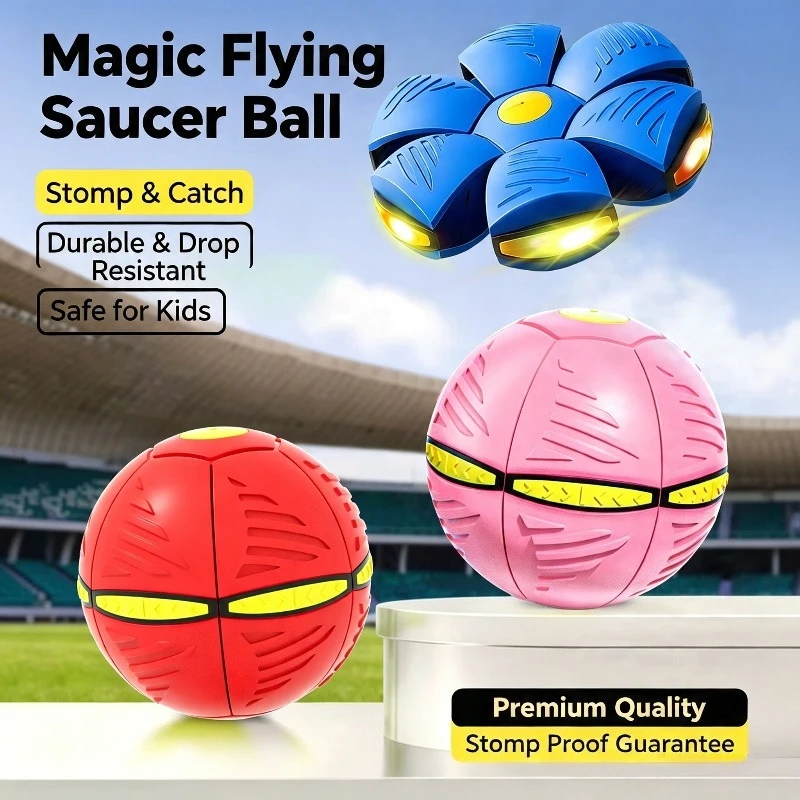 Transformable Flying Saucer Ball Bouncing Ball Step on Deformation Ball Kids Outdoor Sports Toy Birthday Gift for Boys Girls