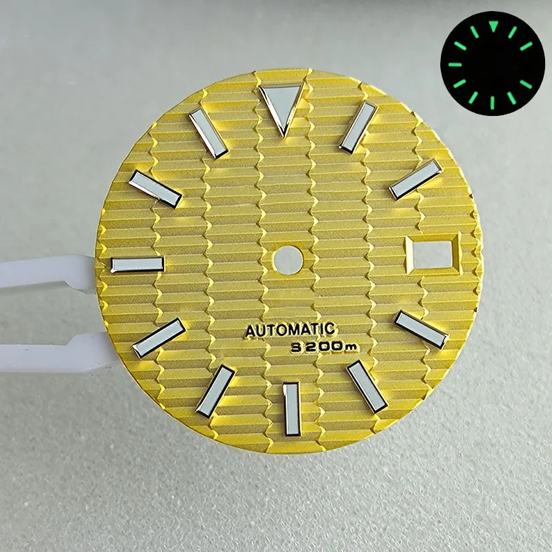 NH35 ملحقات قرص الساعة 28.5 ملم قرص أخضر C3 مضيء لملحقات ساعة الحركة الميكانيكية NH 35